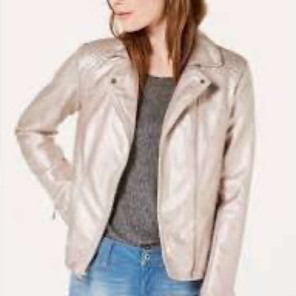 Tommy Hilfiger Women’s Moto jacket, blush pink metallic XL - Picture 3 of 5